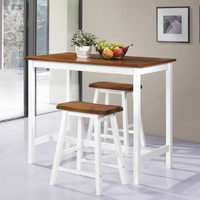 Bar Table and Stool Set 3 Pieces Solid Wood