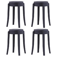 Stackable Stools 4 pcs Black Plastic