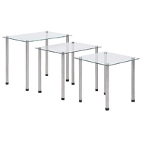Nesting Tables 3 pcs Transparent Tempered Glass