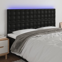 LED Headboard Black 200x5x118/128 cm Faux Leather