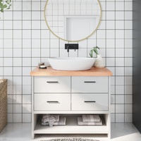 Bathroom Countertop Light Brown 100x50x6 cm Treated Solid Wood