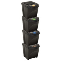Stackable Garbage Bin Boxes 4 pcs Anthracite 100 L Polypropylene