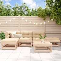 6 Piece Garden Lounge Set with Cushions Solid Wood