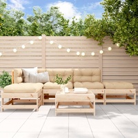 6 Piece Garden Lounge Set with Cushions Solid Wood