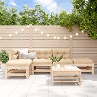 6 Piece Garden Lounge Set with Cushions Solid Wood