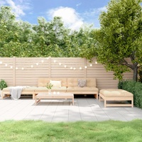 5 Piece Garden Lounge Set with Cushions Solid Wood