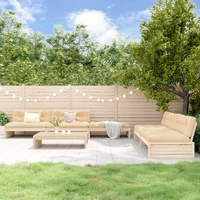6 Piece Garden Lounge Set with Cushions Solid Wood