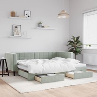 Daybed with Trundle and Drawers Light Grey 92x187 cm Single Size Velvet