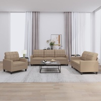 3 Piece Sofa Set with Cushions Cappuccino Faux Leather