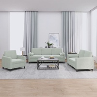 3 Piece Sofa Set with Pillows Light Grey Velvet