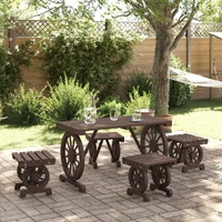 5 Piece Garden Dining Set Solid Wood Fir