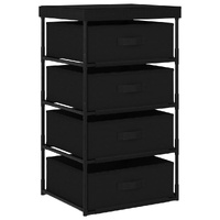 Storage Rack with 4 Fabric Baskets Steel Black