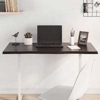 Table Top Dark Brown 100x60x2 cm Treated Solid Wood Oak Live Edge