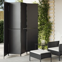 Room Divider 4 Panels Black Poly Rattan