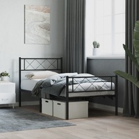 Metal Bed Frame without Mattress with Footboard Black 107x203 cm King Single