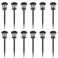 Outdoor Solar Lamp LED Light Set 12 pcs with Spike 8.6 x 8.6 x 38 cm