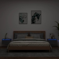 Wall-mounted Bedside Cabinets with LED Lights 2 pcs Black