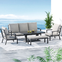 5-Piece Outdoor Furniture Setting Table Chair Set Aluminium Sofa 7-Seater