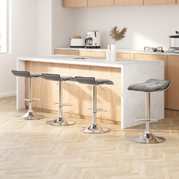 Artiss 4x Bar Stools Linen Padded Gas Lift
