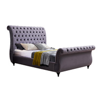 Elsa Bedframe Queen Size Velvet Fabric Medium Grey Colour
