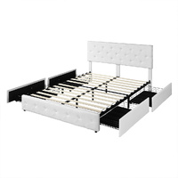 Queen Bed Frame Tufted 4 Drawer - Model-1FB360