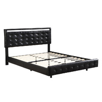 Floating Bed Frame Queen with Headboard LED Lights Mattress Base - Model-DE14A3