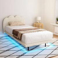 Bed Frame Single Size Boucle Beige