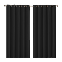 2x Blockout Curtains Panels 3 Layers Black - Model-03ED7B