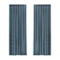 2XBlockout Curtains Chenille 132x250 Blue - Model-BE4C9D