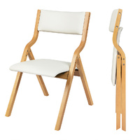 2x Dining Chairs Foldable PU Beige - Model-4399BA