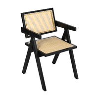 1x Black Wicker Armchair Dining Chair - Model-F9C009