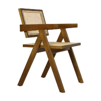 1x Walnut Wicker Armchair Dining Chair - Model-16A5C3