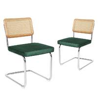2xRattan Chair Dining Chairs Green - Model-B7915D