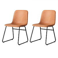 2x Dining Chairs Kitchen Table Brown - Model-062DD0