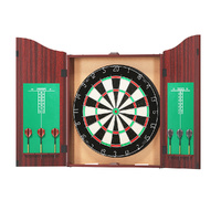 18" Dartboard Cabinet Set Professional Dartboard Wood Classic Game Party Sport