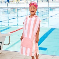 Dock & Bay KIDS Poncho Hooded Towel -Mini Cabana Collection-Malibu Pink M (7-10yrs) - Model-F22EC0