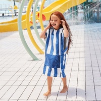 Dock & Bay KIDS Poncho Hooded Towel -Mini Cabana Collection-Whitsunday Blue M (8-10yrs) - Model-D4977B