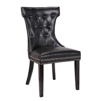 Century 2x Dining Chair Black Pu Wooden Legs