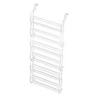 Shoe Rack 12-tier 24 Pairs Wall Mounted Metal Plastic Shoe Shleves White