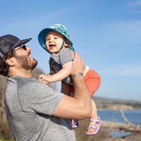 Sunday Afternoon Infant Sun Sprout Hat UPF50+ | Coral/White Stripe Baby (6-12mth) - Model-75DA6A