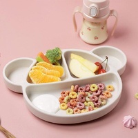 Bear Silicone Suction Food Plate with Silicone Lid Oatmeal - Model-9F9399