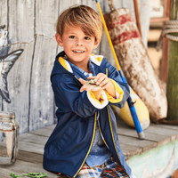 Zip Up Splash Rain Jacket | Navy with Yellow Zip Size 2 - Model-653D5B