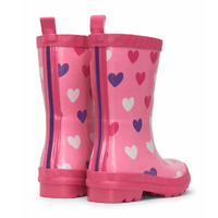 Shiny Kids Rain Boots | Scattered Hearts size 8 - Model-F407CD