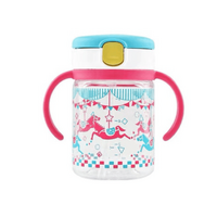 - Aqulea Clear Straw Bottle Mug 200ml Pink Carousel - Model-D50216