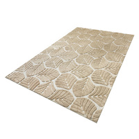 Floor Rug Soft Embossed Carpet Non Slip Plush Shaggy Rugs Leaf Pattern - Model-2D3DFB