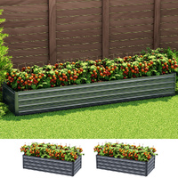 Green Fingers Garden Bed 320X80X45cm Planter Box Raised Container Galvanised Herb