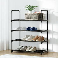 Shoe Rack Stackable Shelves 4 Tiers Shoes Storage Stand Black