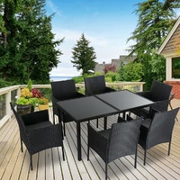 Outdoor Minimalist Wicker 6-Seater Dining Set