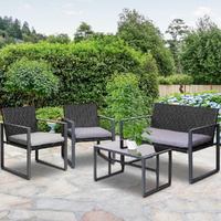 4PC Outdoor Furniture Patio Table Chair Black