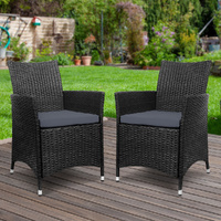 Outdoor Bistro Set Chairs Patio Furniture Dining Wicker Garden Cushion Gardeon